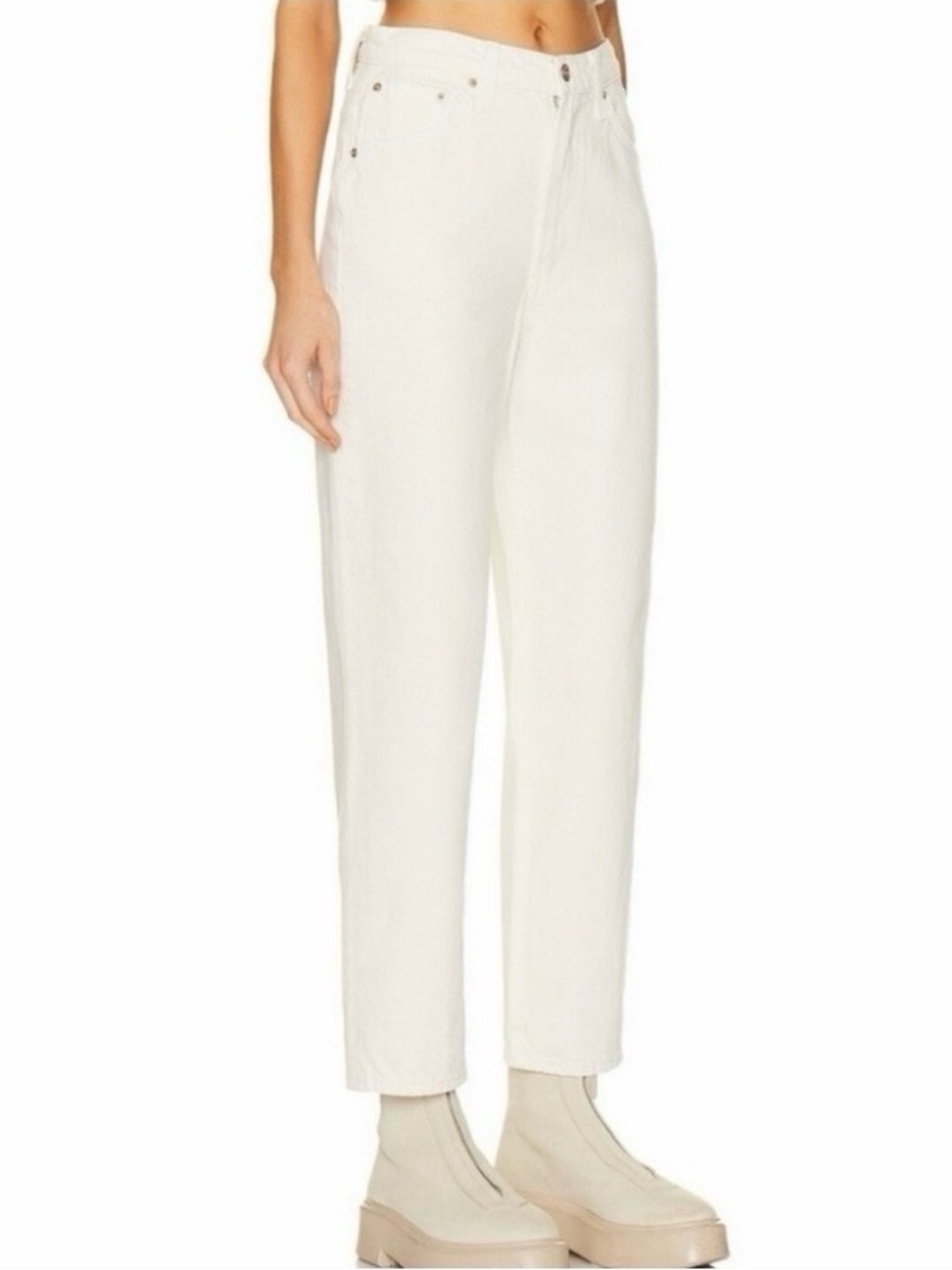 MOTHER Snacks! High Waisted Double Stack Ankle Jeans in Natural - 27